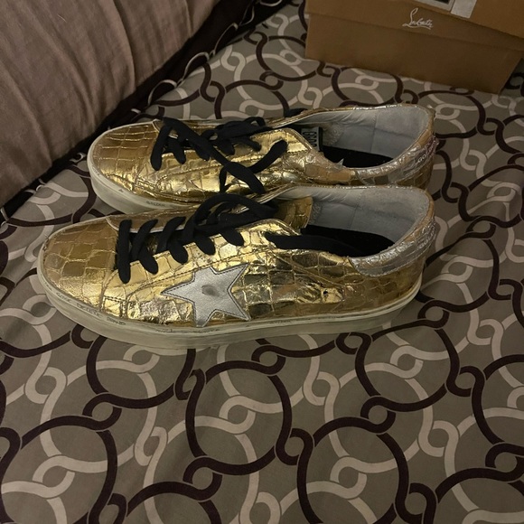 Golden Goose Shoes - Golden Goose shiny gold sneakers